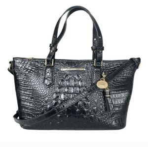 Brahmin Mini Asher Black Satchel w/Adjustable Shoulder/Crossbody Strap